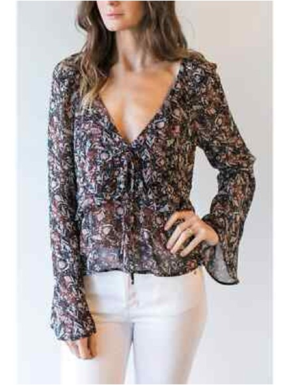 Free People Uptown Bell Floral Print Women's Top M